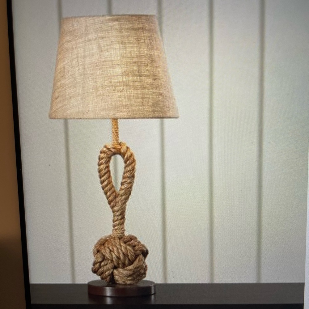 𝅺Orben Rope Knot Table Lamp. Burlap Lamp Shade.NWOT